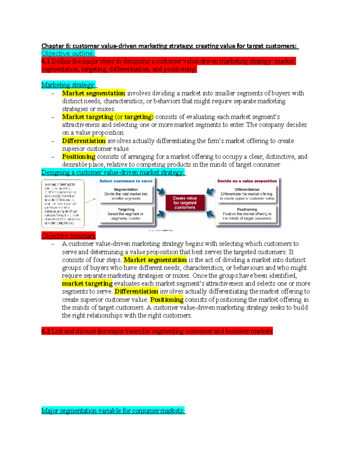 Chapter 6 - Chapter 6: customer value-driven marketing strategy ...