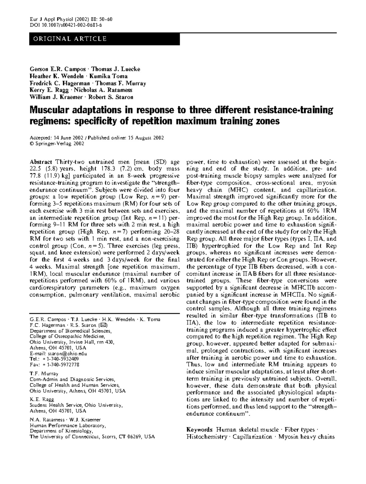 Muscular Adaptations to Varying Repetition Maximum Training Regimens ...