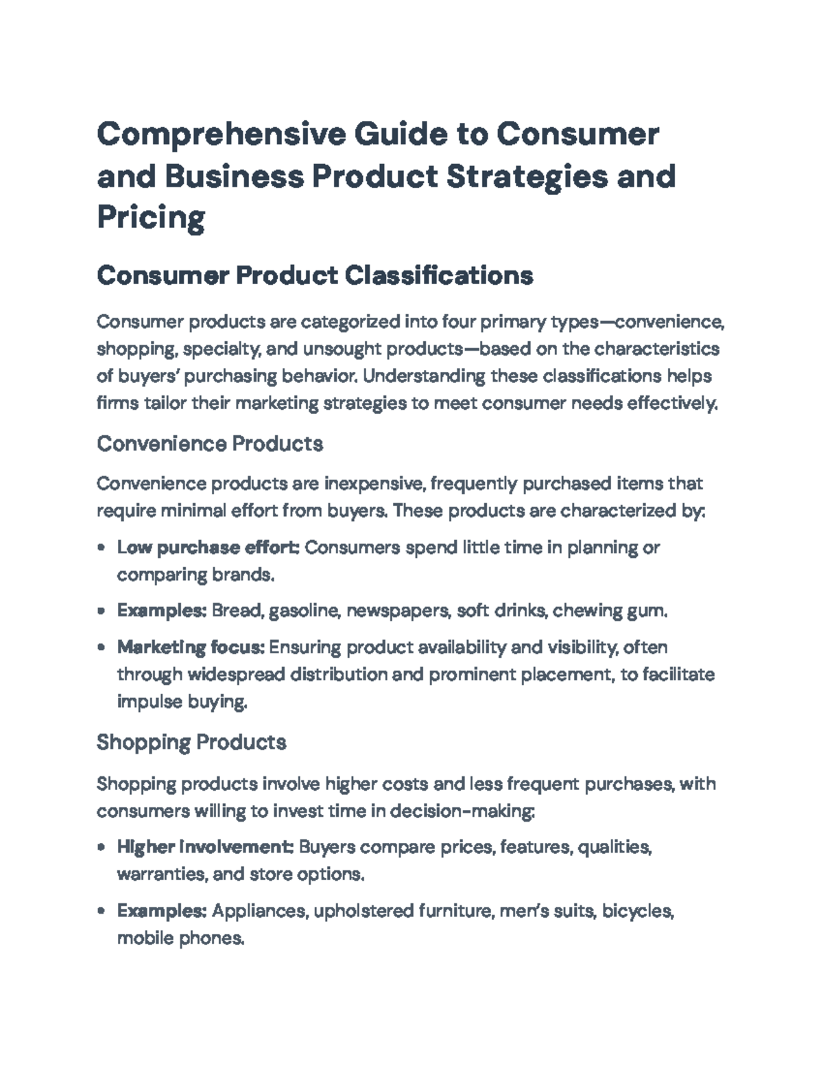 Comprehensive Guide to Consumer & Business Product Strategies (MKT 101 ...