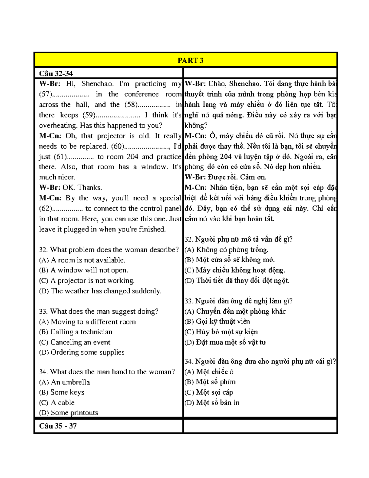 PART 3 DAY 8 - TOEIC Listening Practice - Studocu