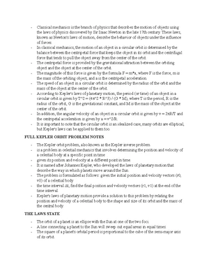 Orbital Mechanics - Study Notes & Assignments - Studocu