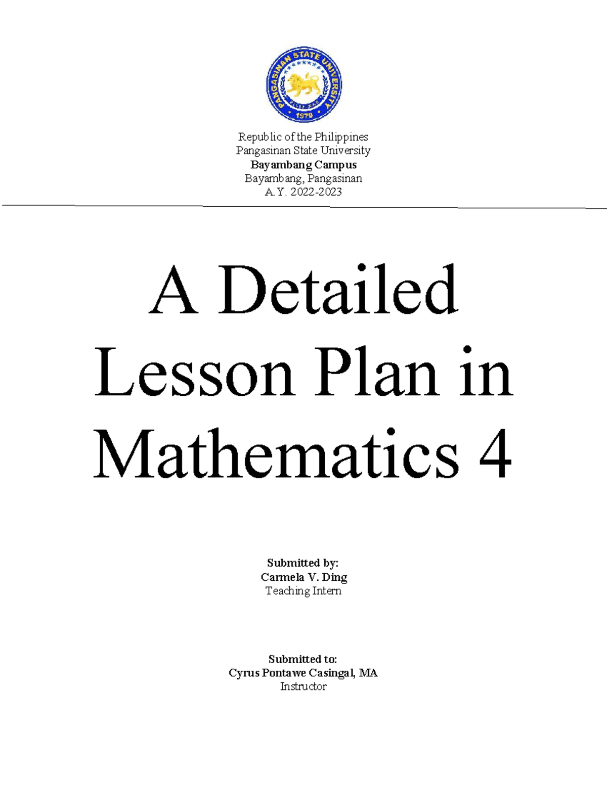 Detailed Lesson Plan for Math 4: Prime & Composite Numbers - Studocu