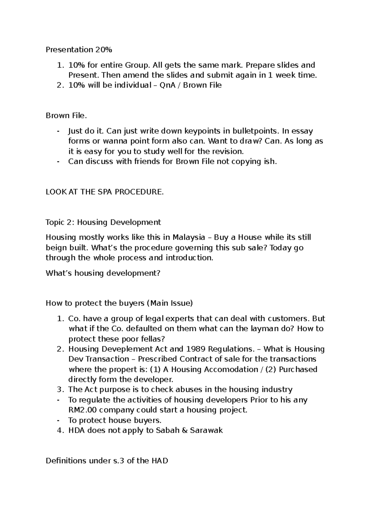 Convey Notes: Housing Development Process & Legal Protections - Studocu