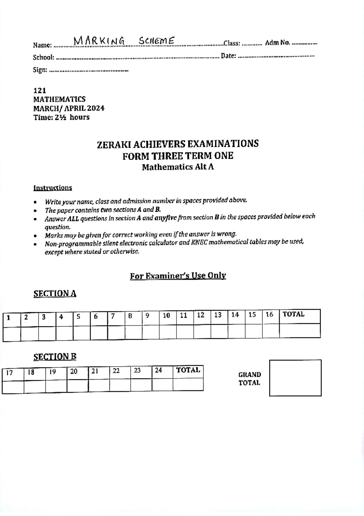 Computer Studies - Term One Form Three Marking Scheme - Studocu