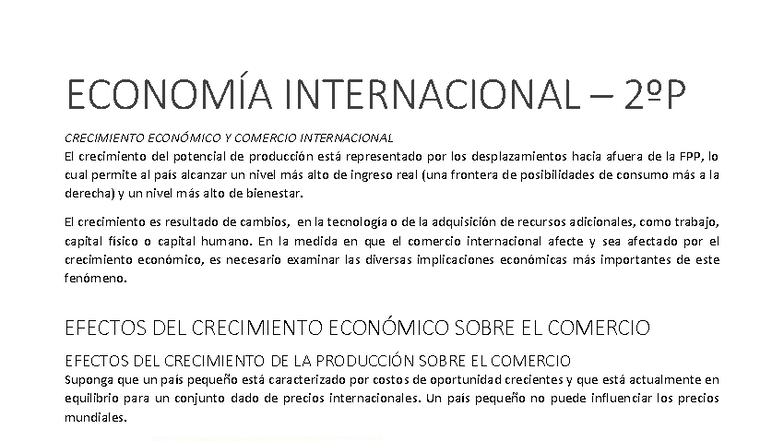 ECONOMÍA INTERNACIONAL 2ºP: CRECIMIENTO Y COMERCIO GLOBAL - Studocu