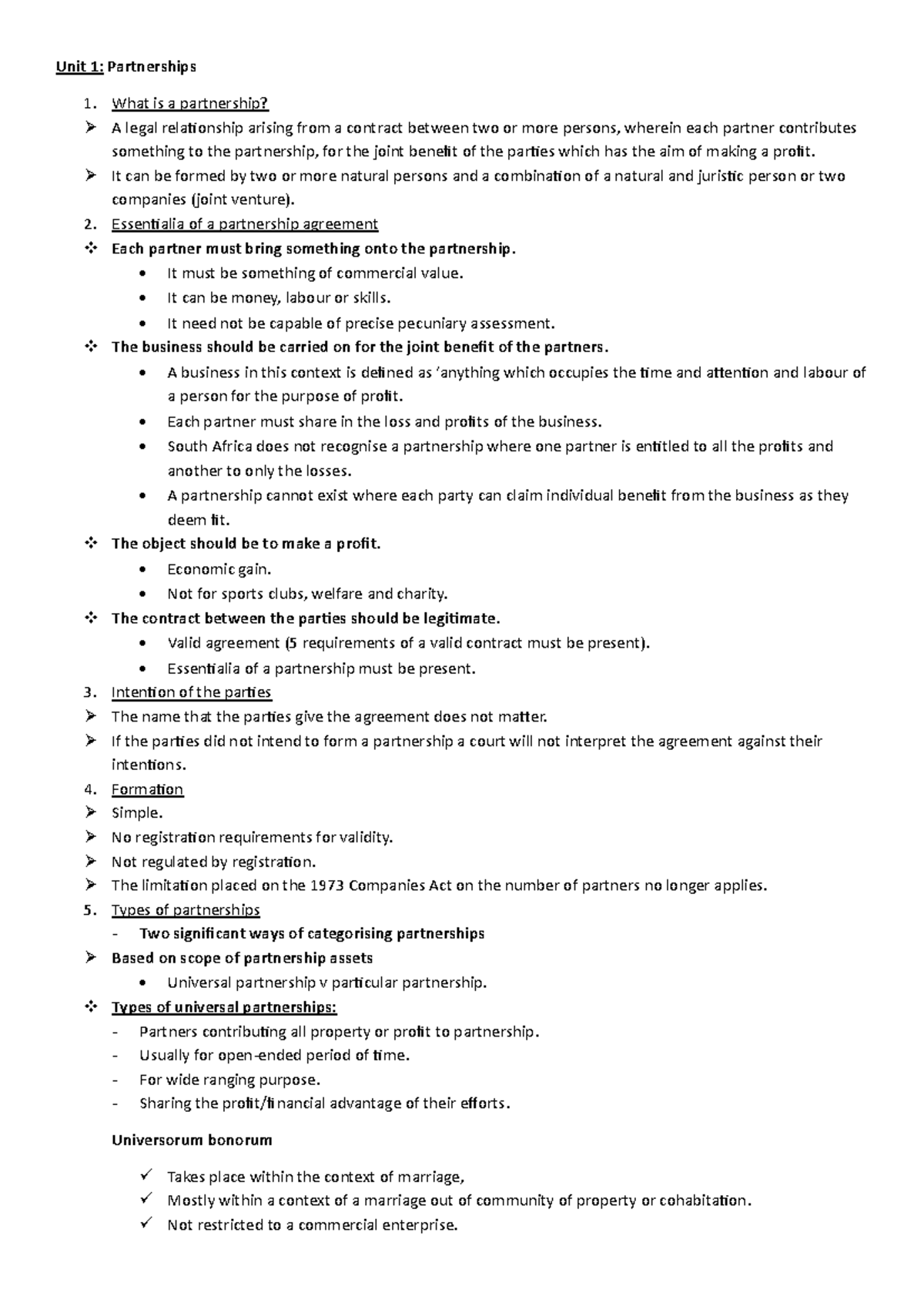 Unit 1: Partnership - Comprehensive Overview and Key Concepts - Studocu