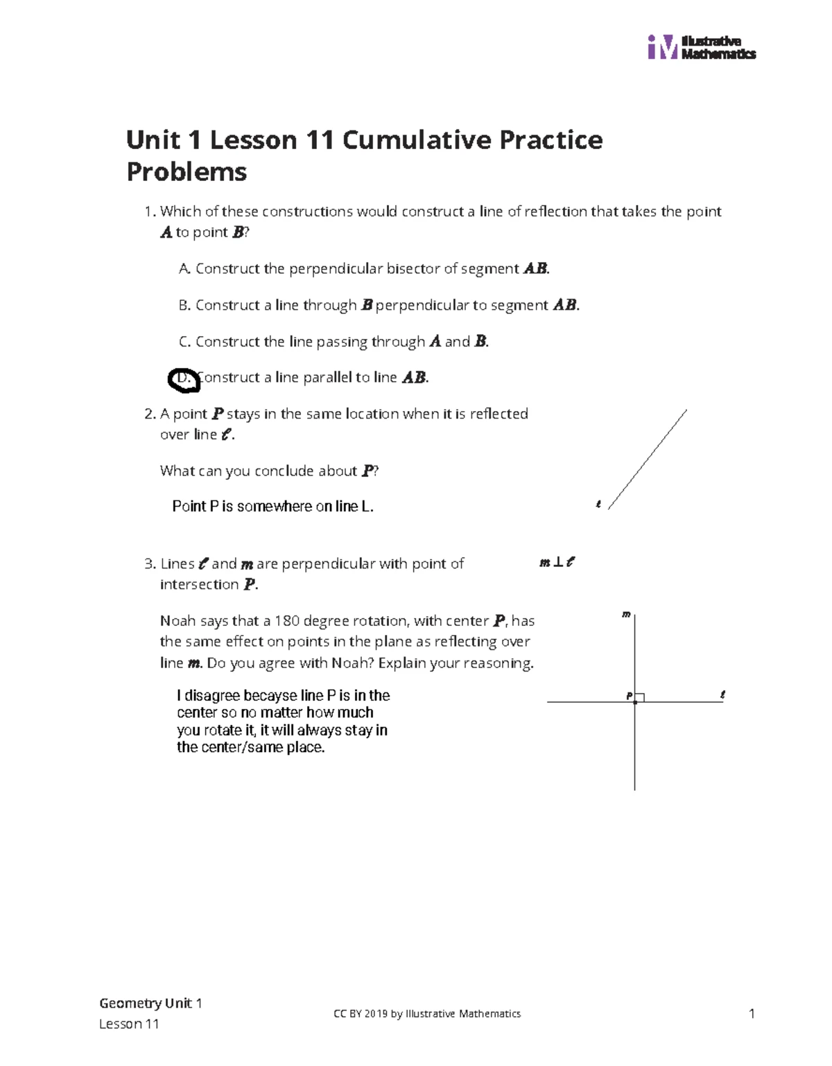 Geometry 3 Unit 3 Lesson 12 Cumulative Practice Problem Set - Studocu