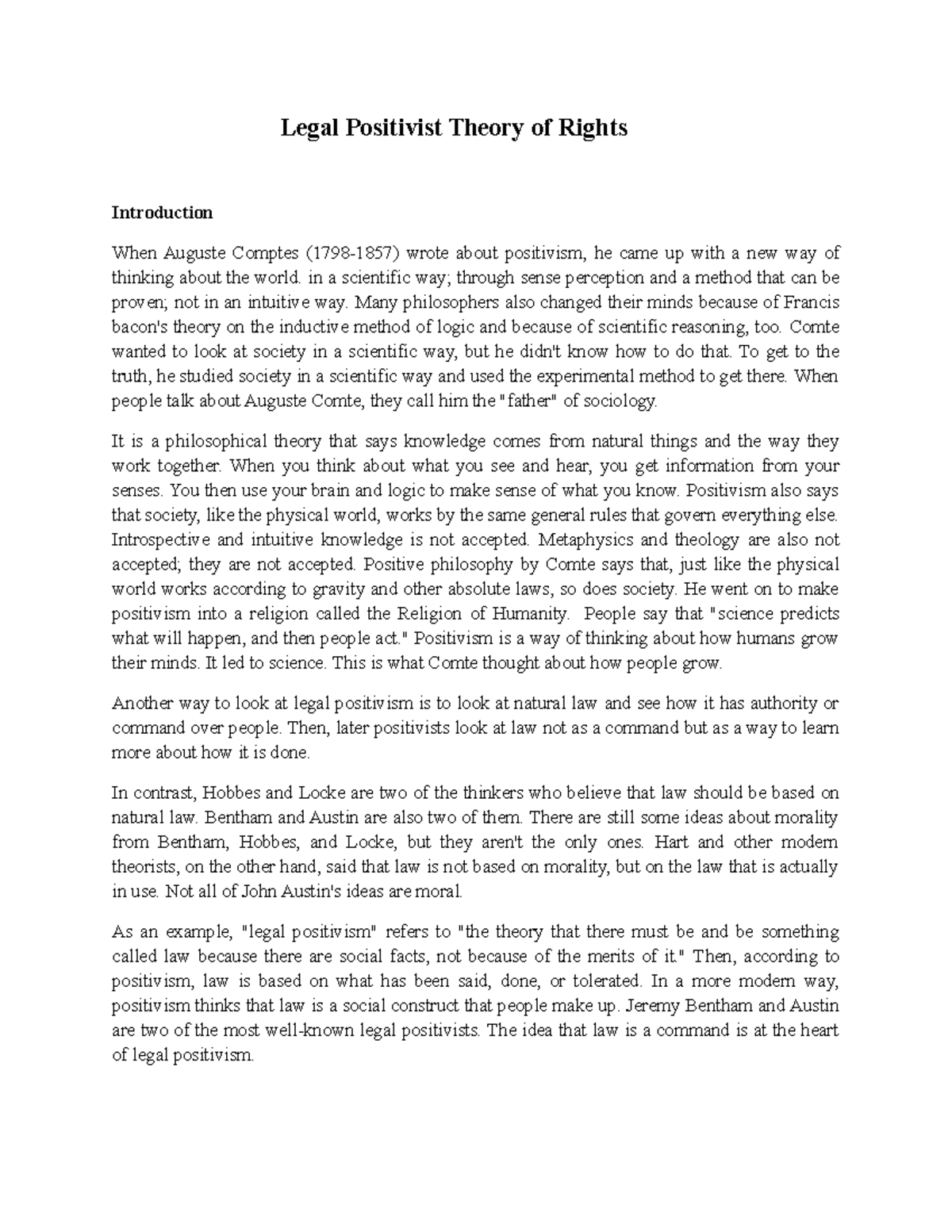 Legal Positivist Theory of Rights: A Comprehensive Overview - Studocu