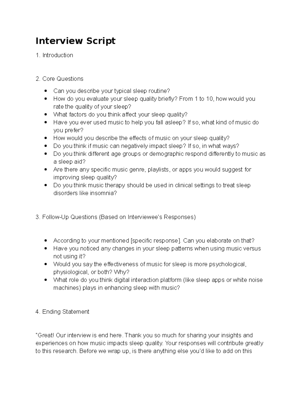 Interview Script(ECD) - Interview Script 1. Introduction 2. Core ...