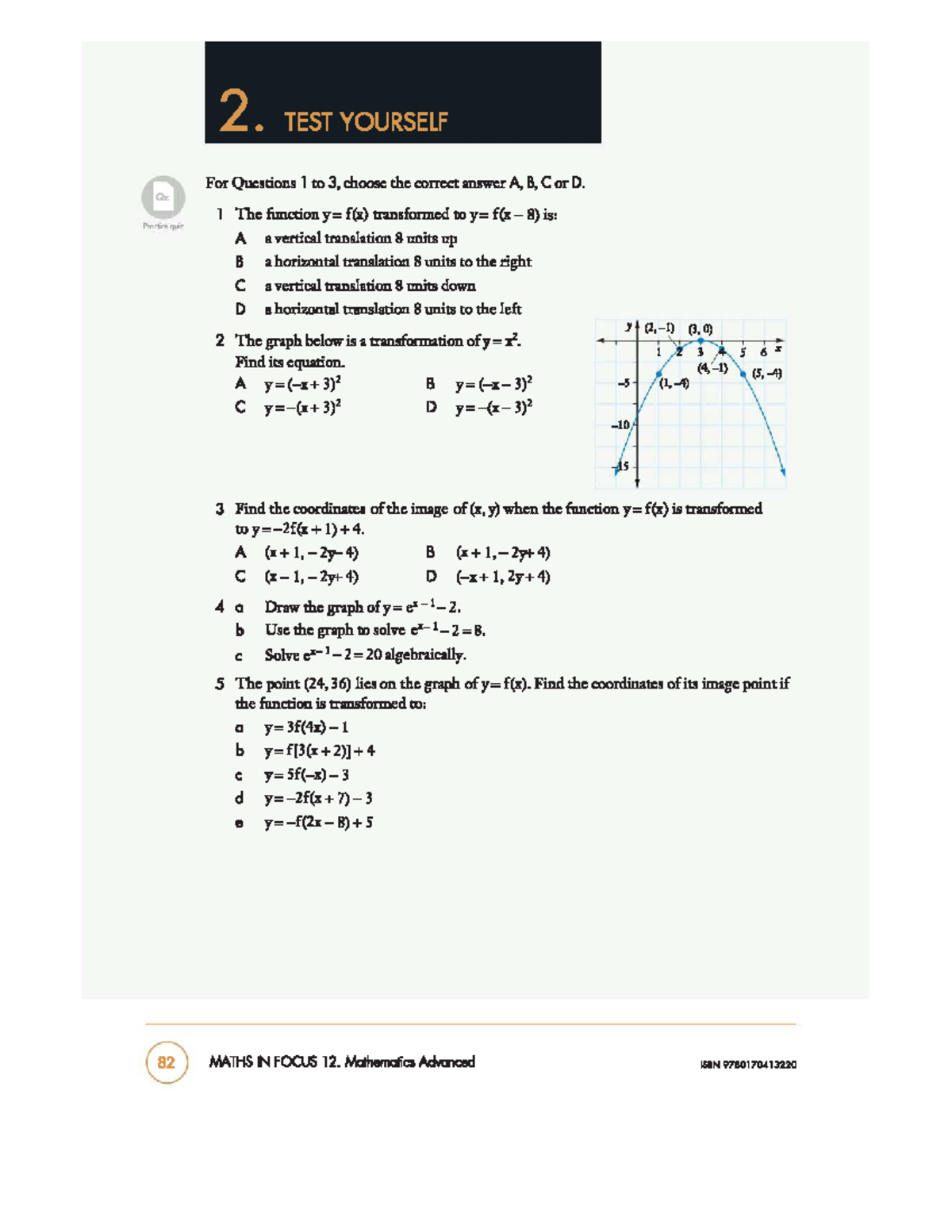 12ADV - Transformations of Functions: Chapter 2 Review and Practice ...