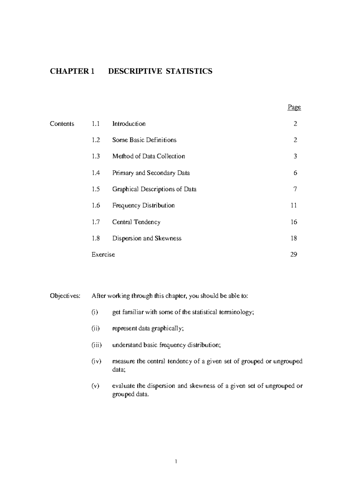 C1 Descriptive Statistics - Chapter 1 Study Notes - Studocu
