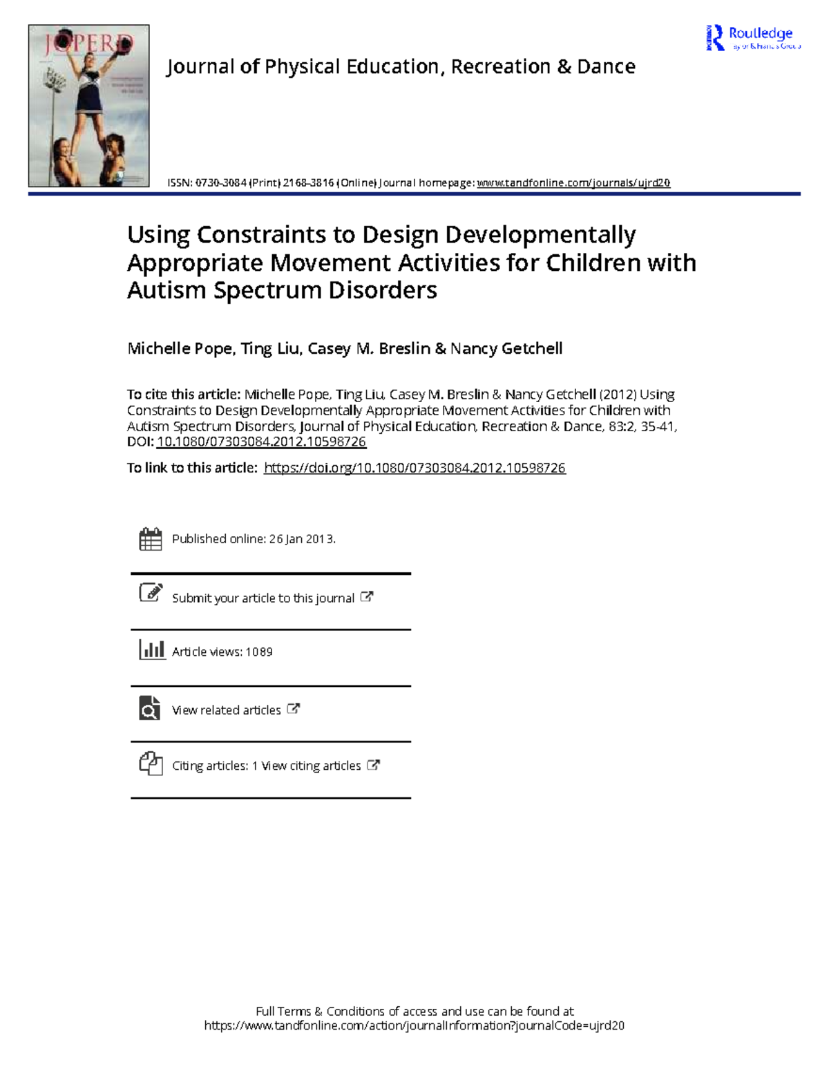 Using Constraints to Design Movement Activities for Children with ASD ...