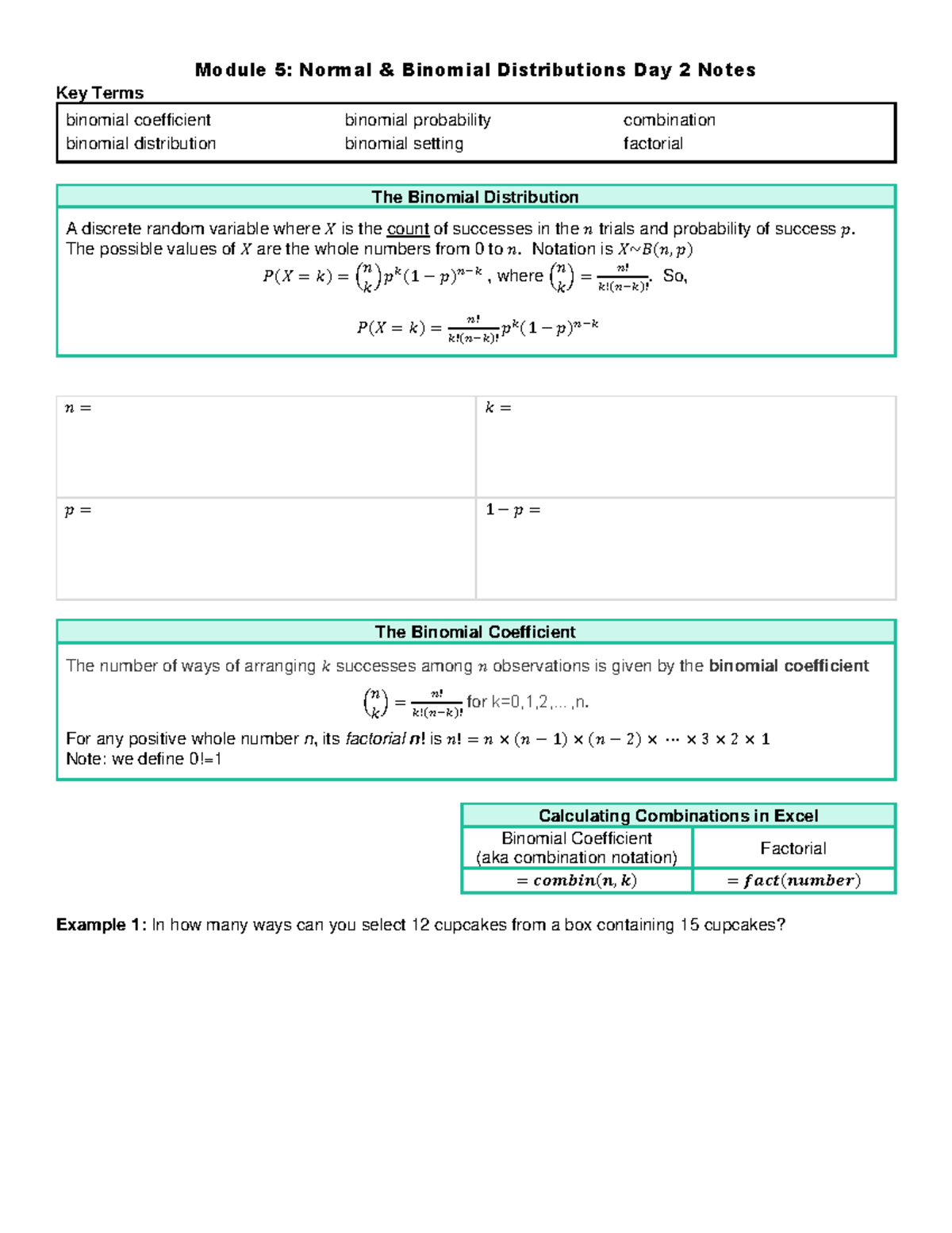 Module 5 Day 2 Notes: Understanding Binomial Distributions - Module 5 ...