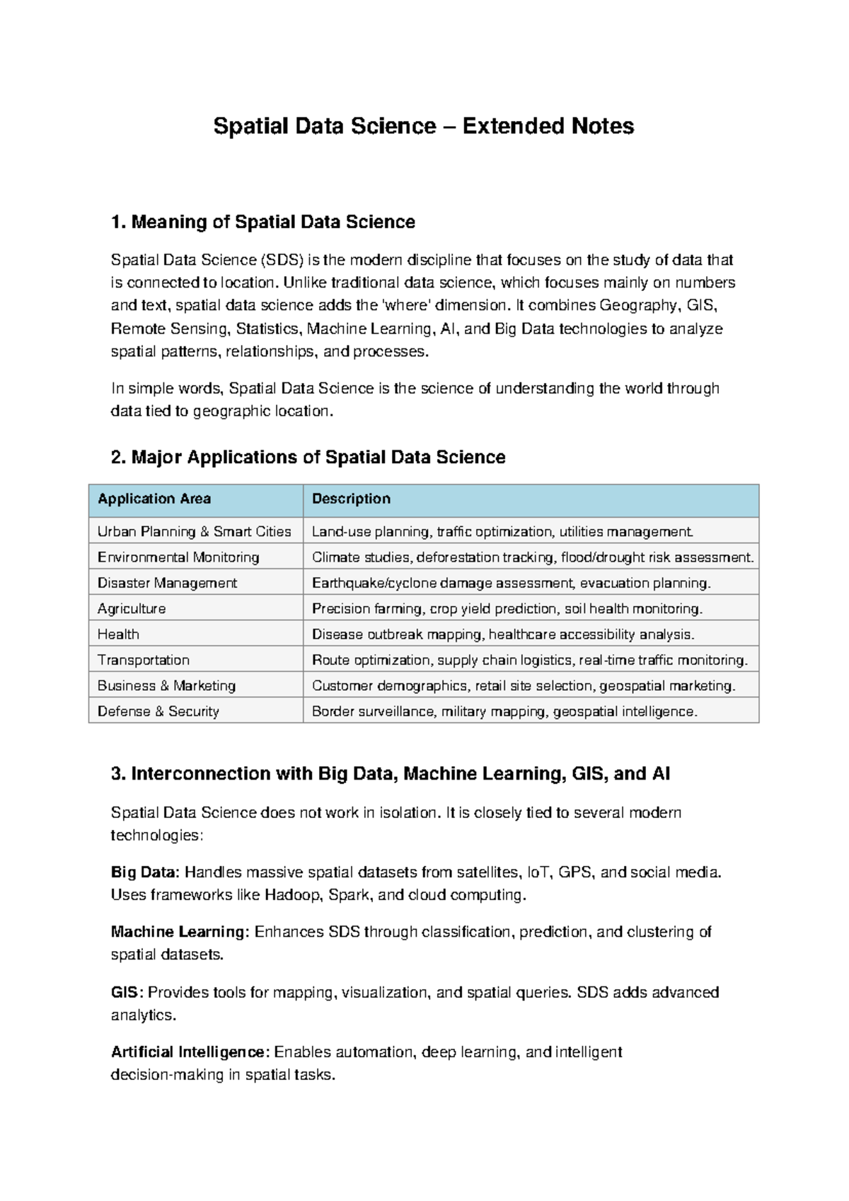 Spatial Data Science Extended Notes: Concepts & Applications - Studocu