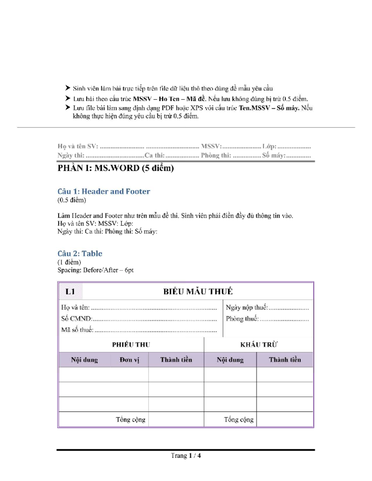 ON TAP DE 01 - GGGG: Hướng Dẫn Làm Bài Trực Tiếp và Lưu File PDF - Studocu