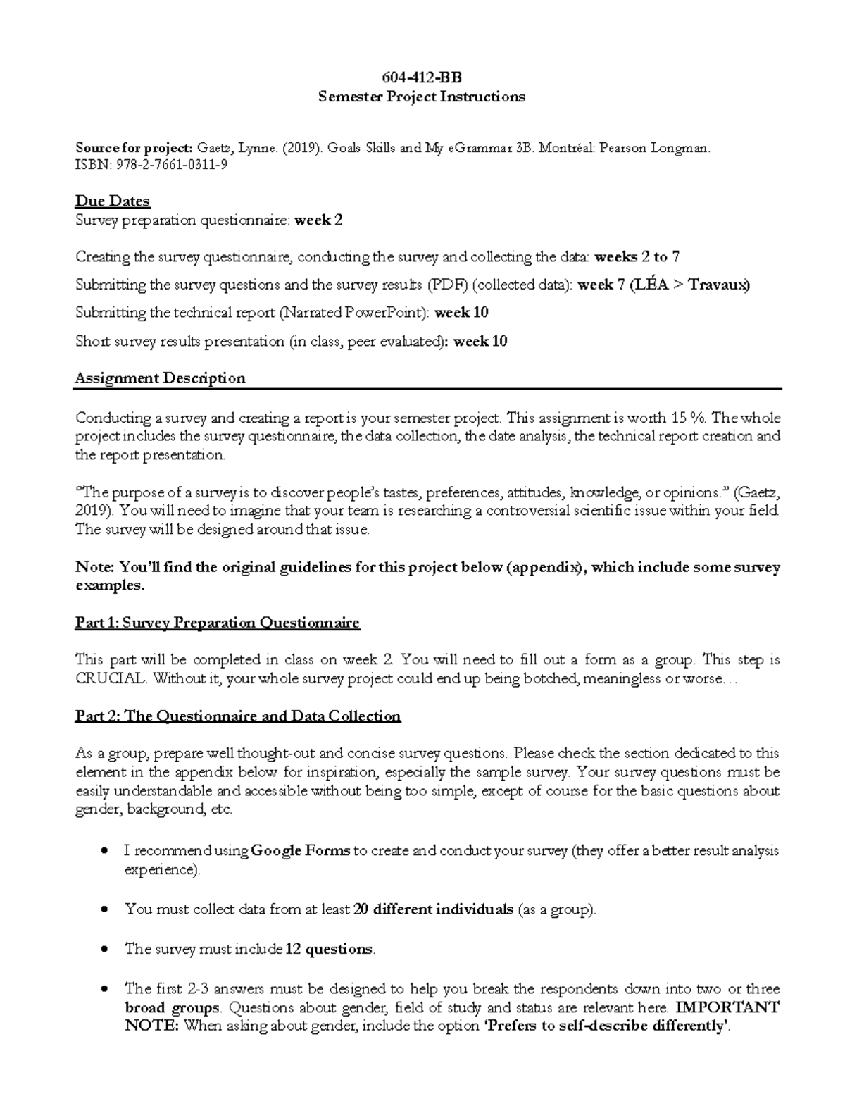 412 - F23 - Full Survey Project Instructions - 604 - 412 - BB Semester ...