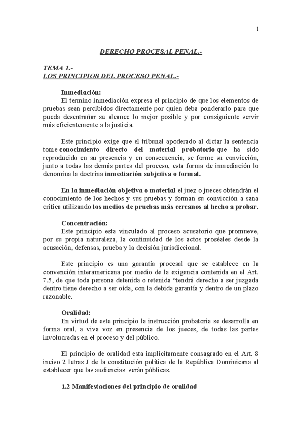 Derecho procesal penal: principios y fuentes del proceso penal - Studocu