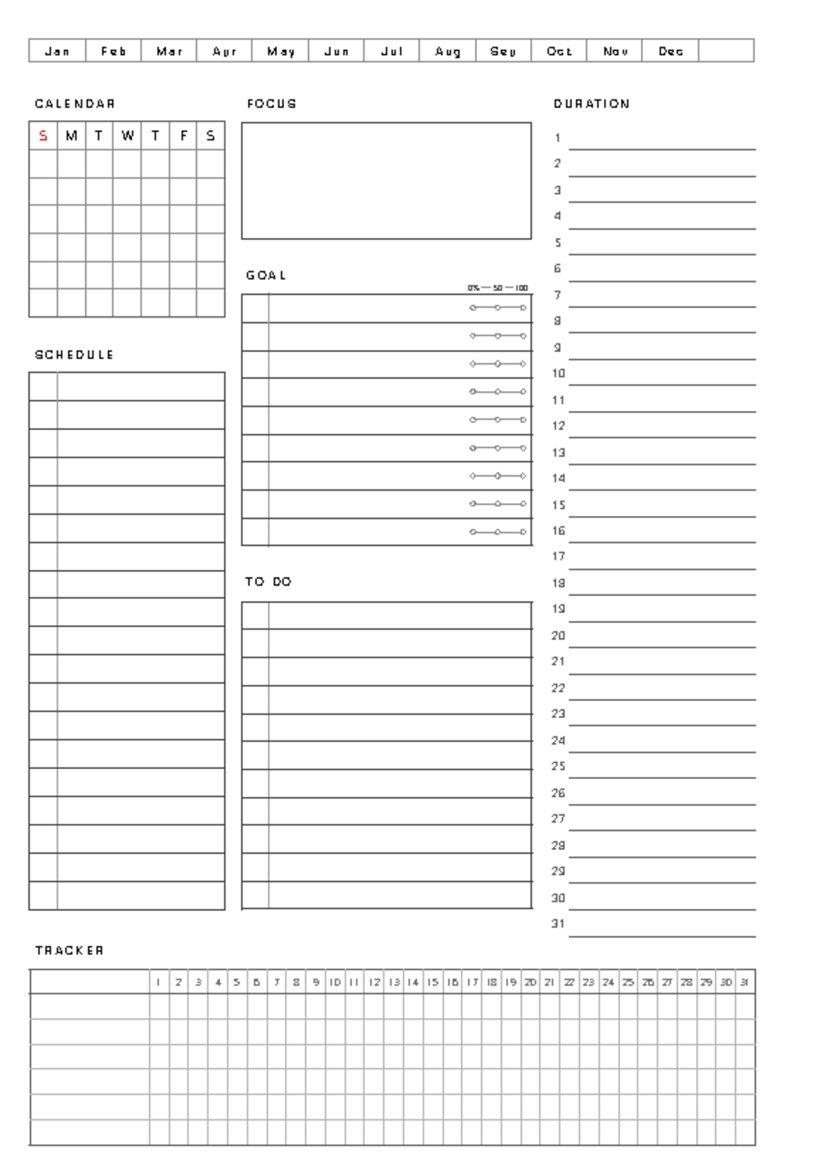 Monthly A5 Fillable Calendar Tracker - Undated - Studocu