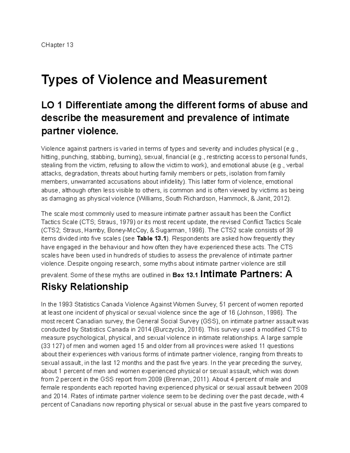 Chapter 13: Types of Violence and Measurement in Intimate Partner Abuse ...