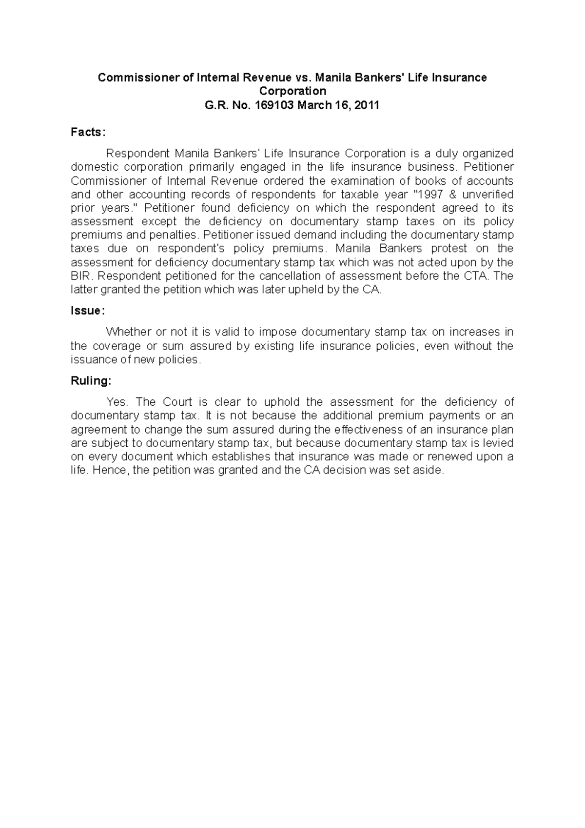 Insurance Cases from 2011 to 2021 Case Digests on Insurance Code of the ...