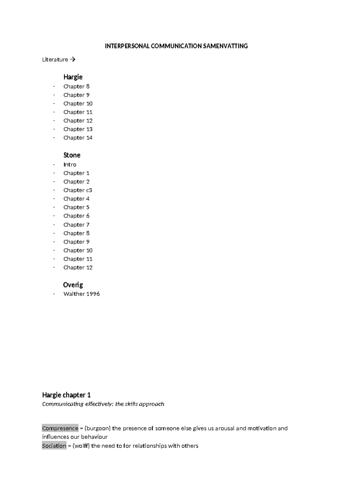 Interpersonal Communication Summary: Key Concepts & Theories - Studeersnel