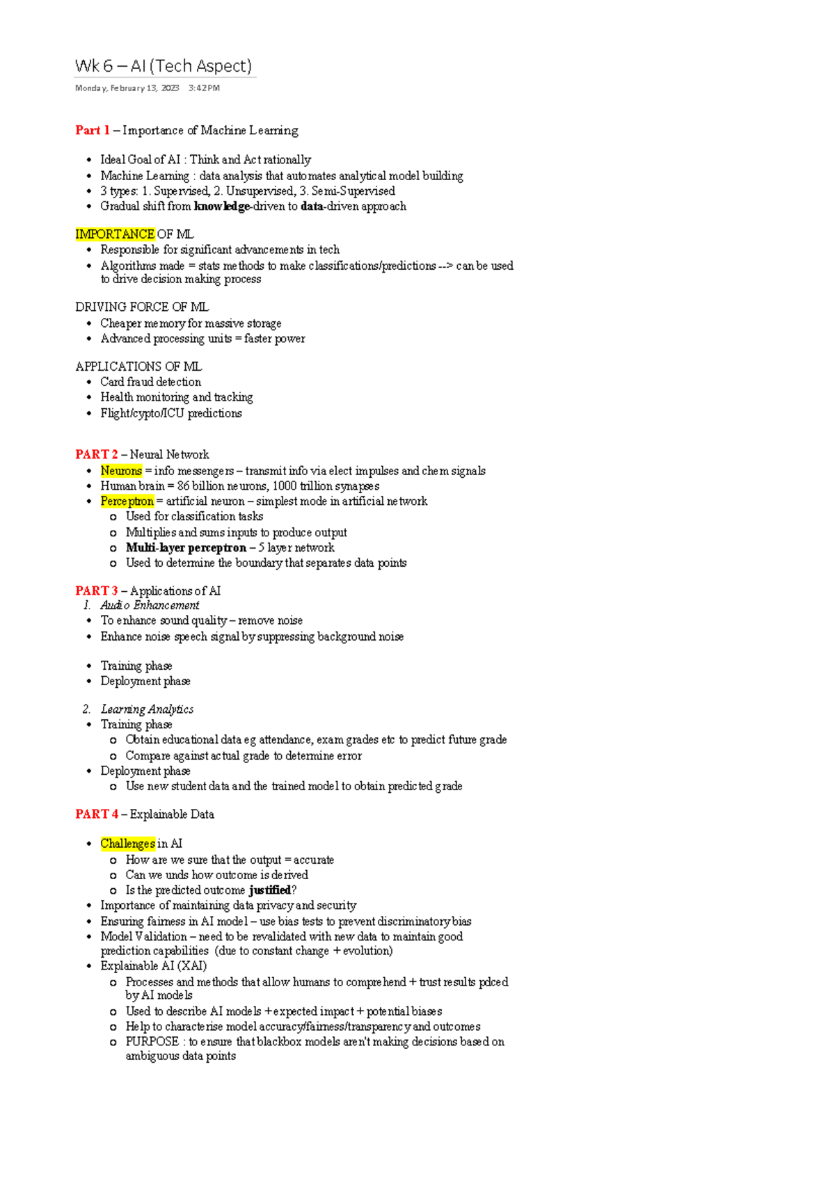 Wk 6 cc0007 - Week 6 Lecture Notes - Wk 6 – AI (Tech Aspect) Monday ...