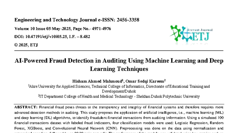 ETJ 10.05 May 2025: Fraud Detection in Auditing with ML & DL Techniques ...