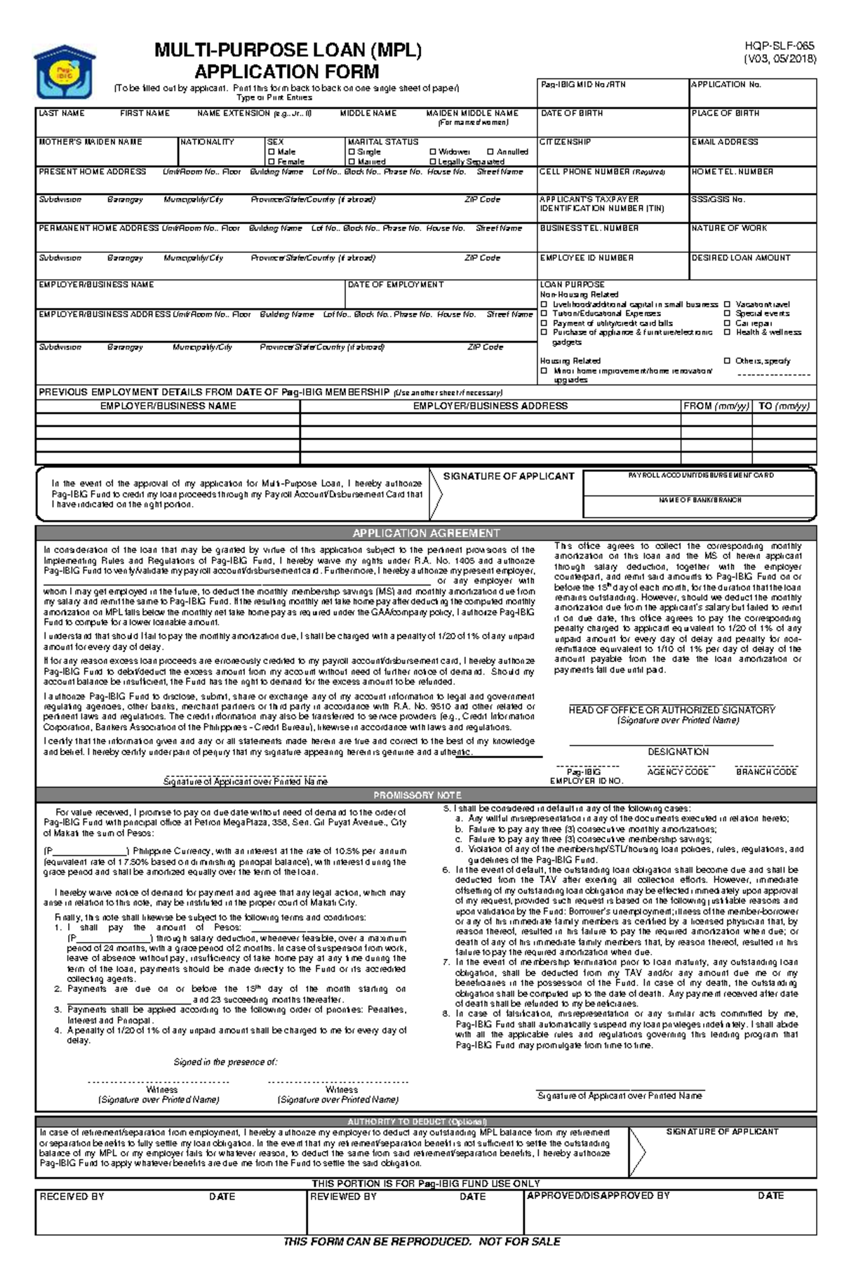 SLF065 Multi Purpose Loan Application Form V03 - MULTI-PURPOSE LOAN ...