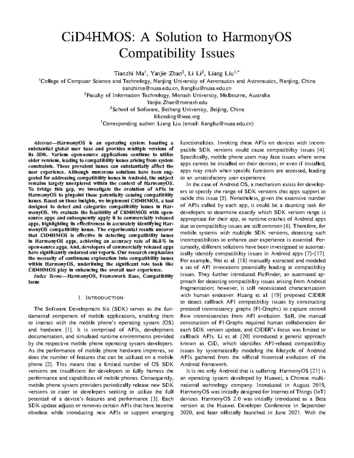 CiD4HMOS: Detecting Compatibility Issues in HarmonyOS Apps - Studocu