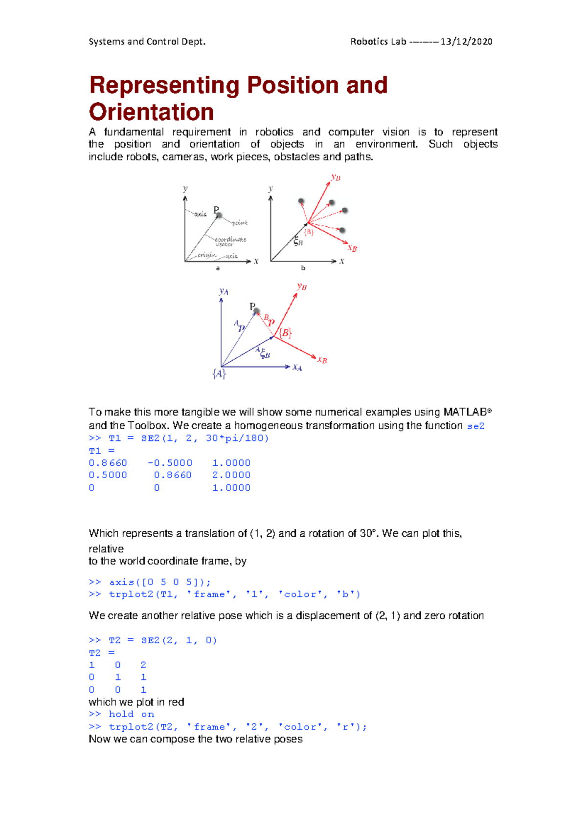 Representing Position and Orientation - Representing Position and ...