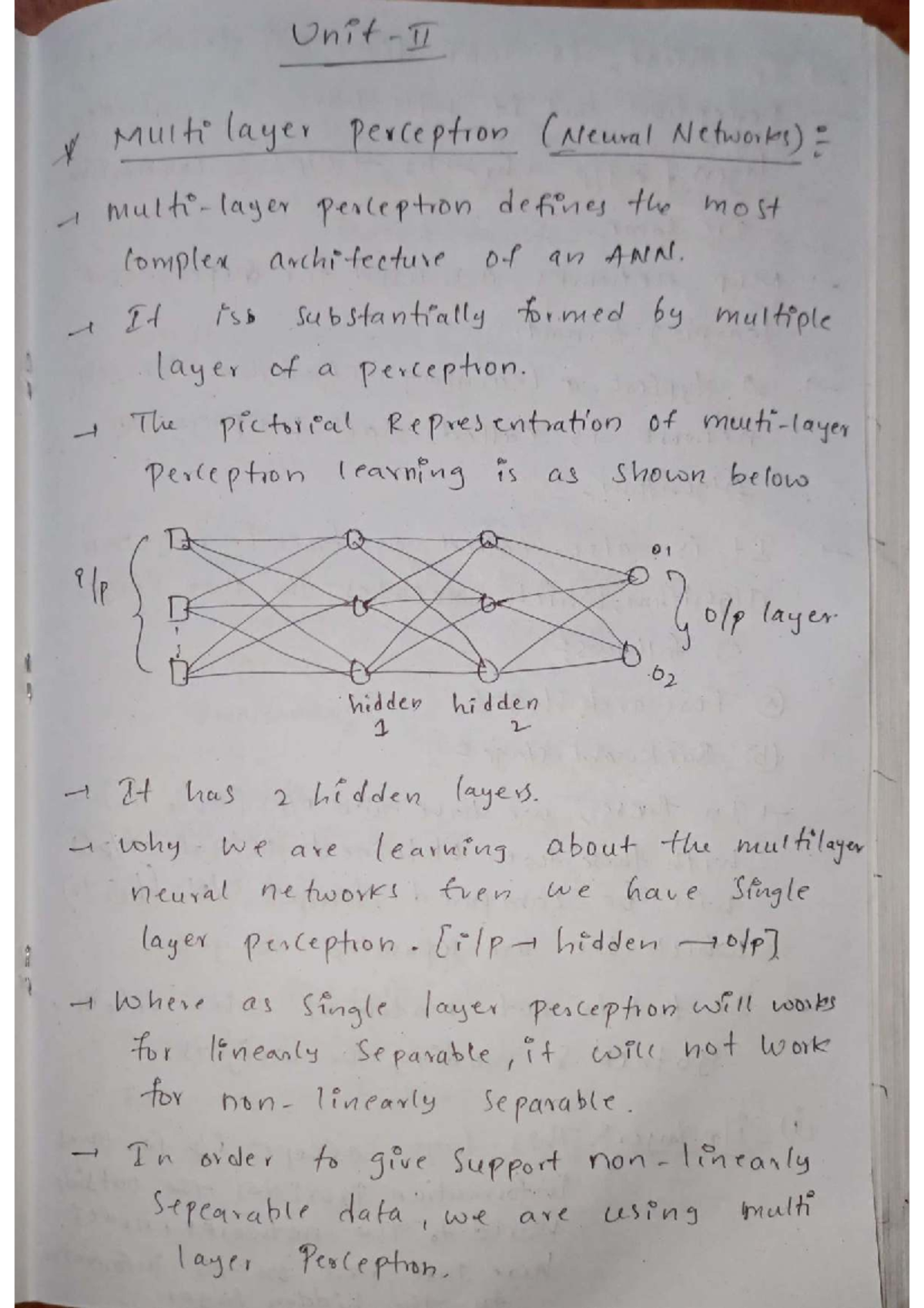 ML Unit 2 - Multi-Layer Perceptron (Neural Networks) Notes - Studocu
