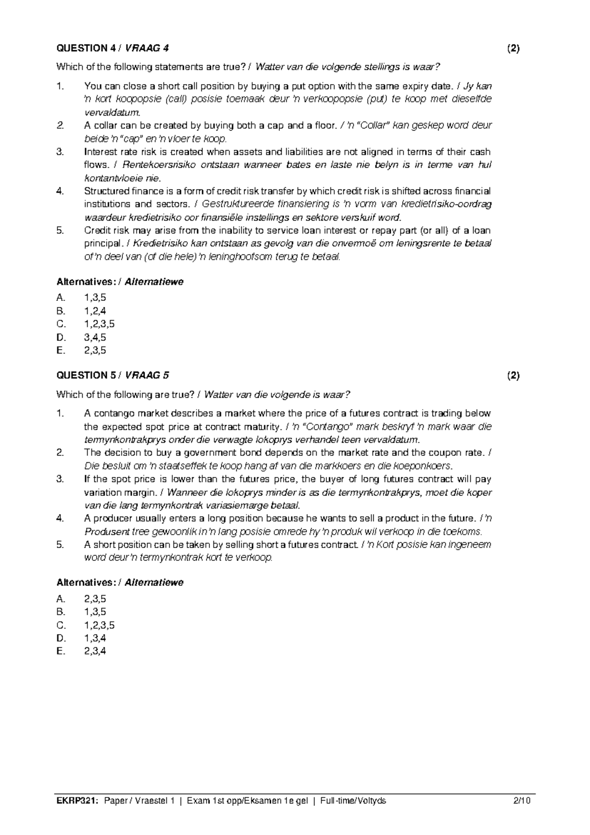 EKRP321: Exam Paper Questions 4 & 5 Analysis - Studocu