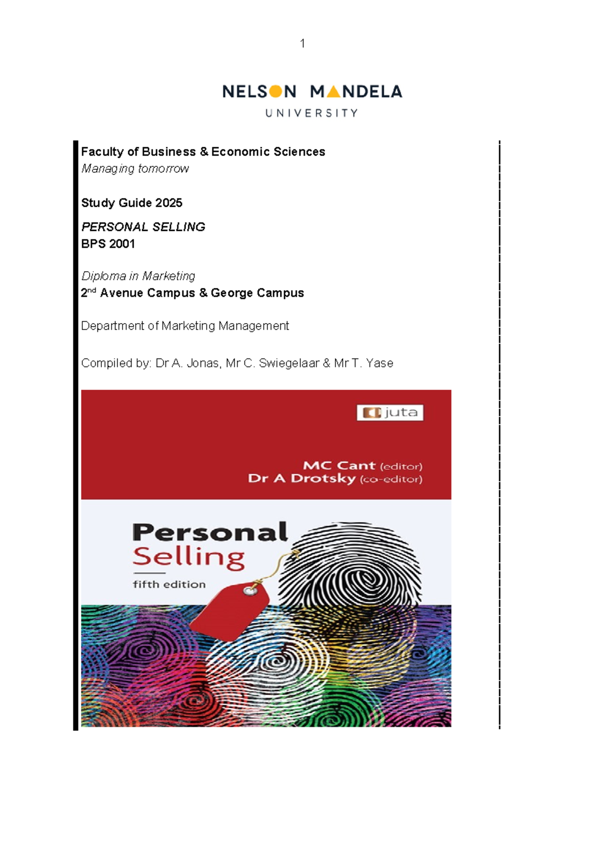 BPS2001 Personal Selling Study Guide for 2025 - Studocu
