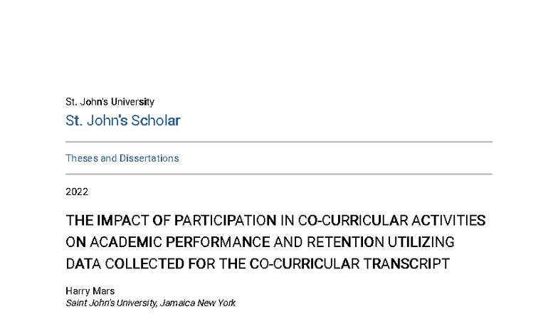 The Impact of Participation in Co-Curricular Activities on Academic ...