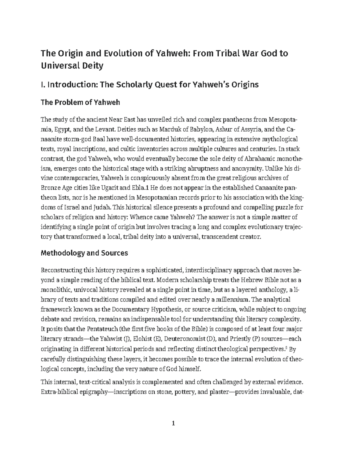 The Evolution of Yahweh: From Tribal Deity to Universal God - Studocu