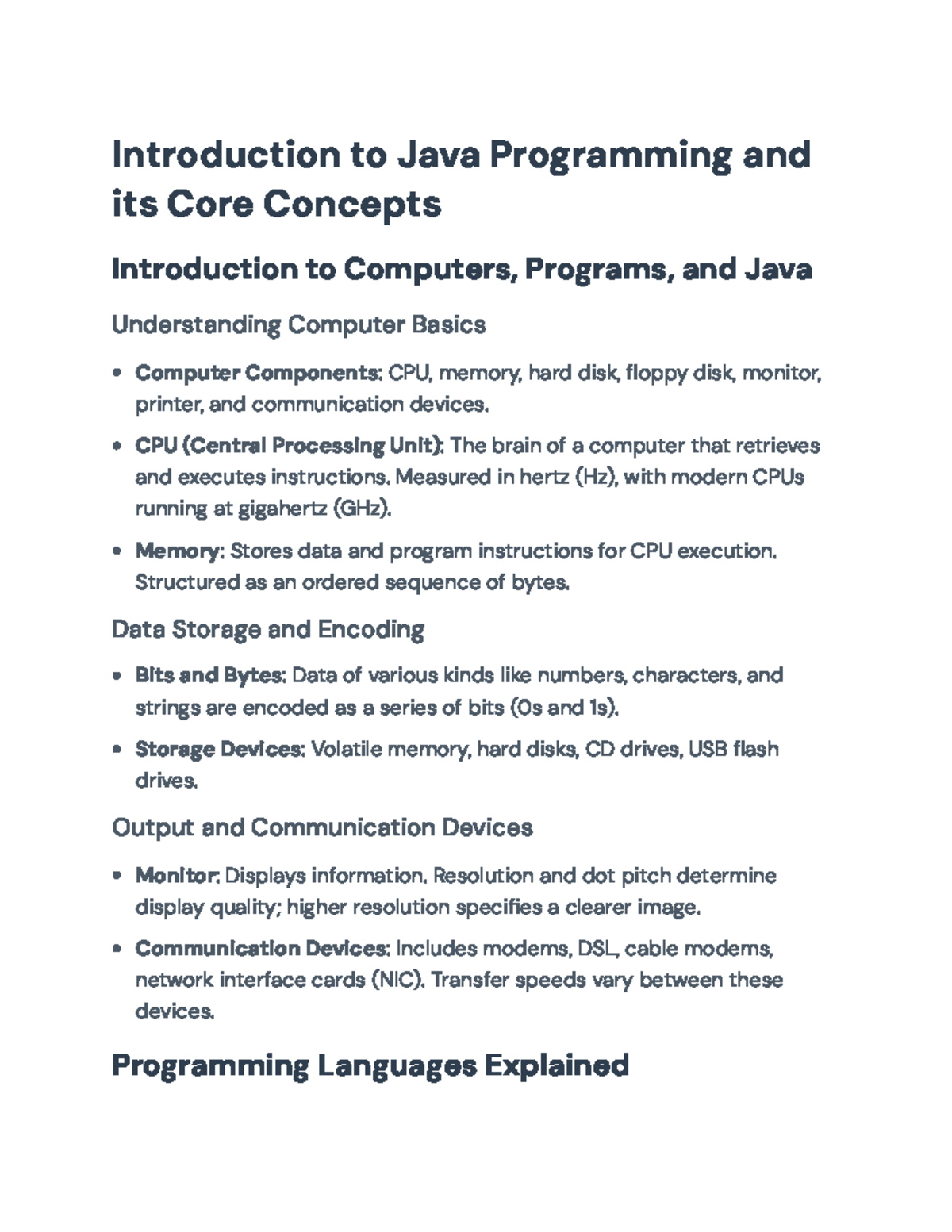 Java Programming Basics: Introduction, Concepts, and Applications ...