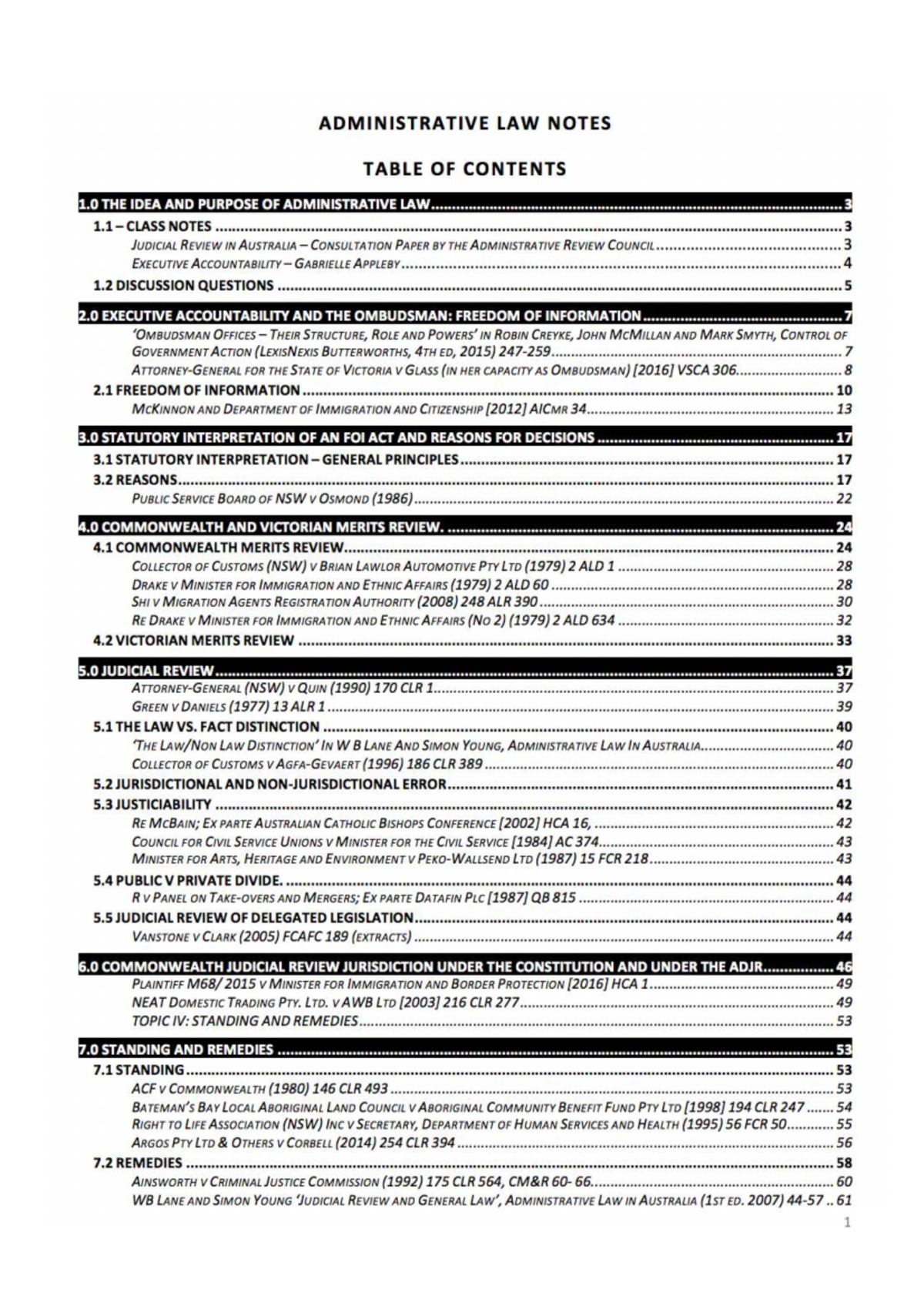 Administrative Law Class Notes: Procedural Fairness & Key Cases - Studocu