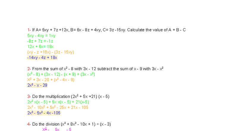 Algebraic Skills Development: Pia Mate - Comprehensive Study Guide ...