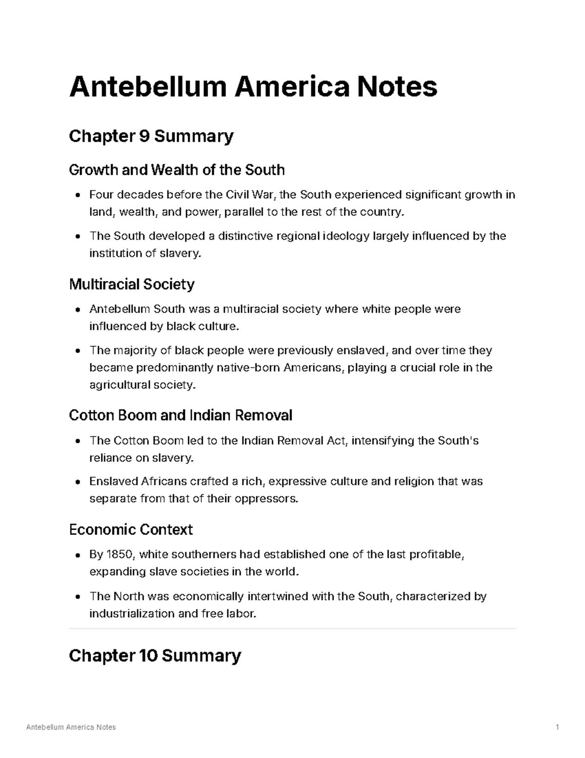 Antebellum America Notes: Economic Growth and Social Changes ...