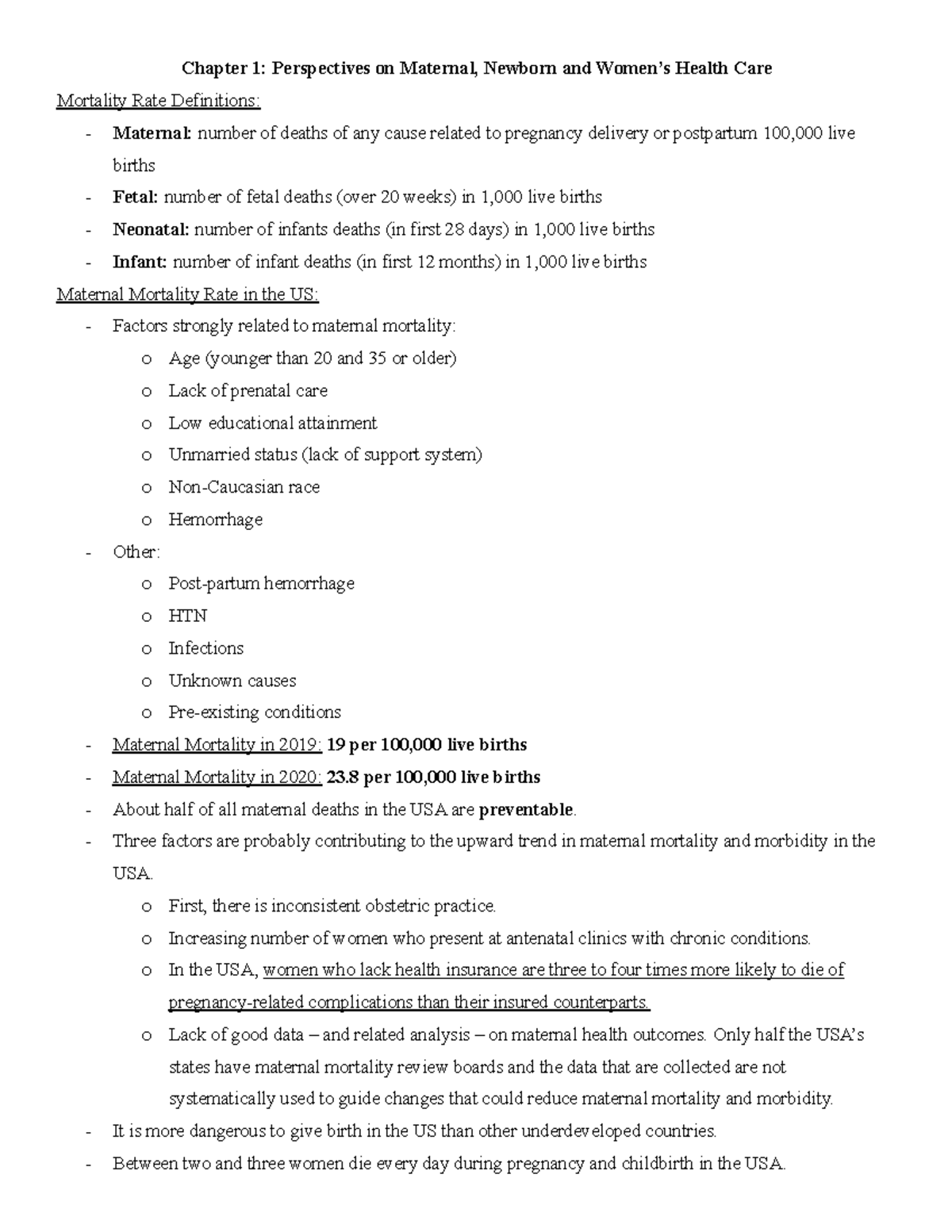 Exam #1 Women's Health Study Guide: Understanding Maternal and Fetal ...