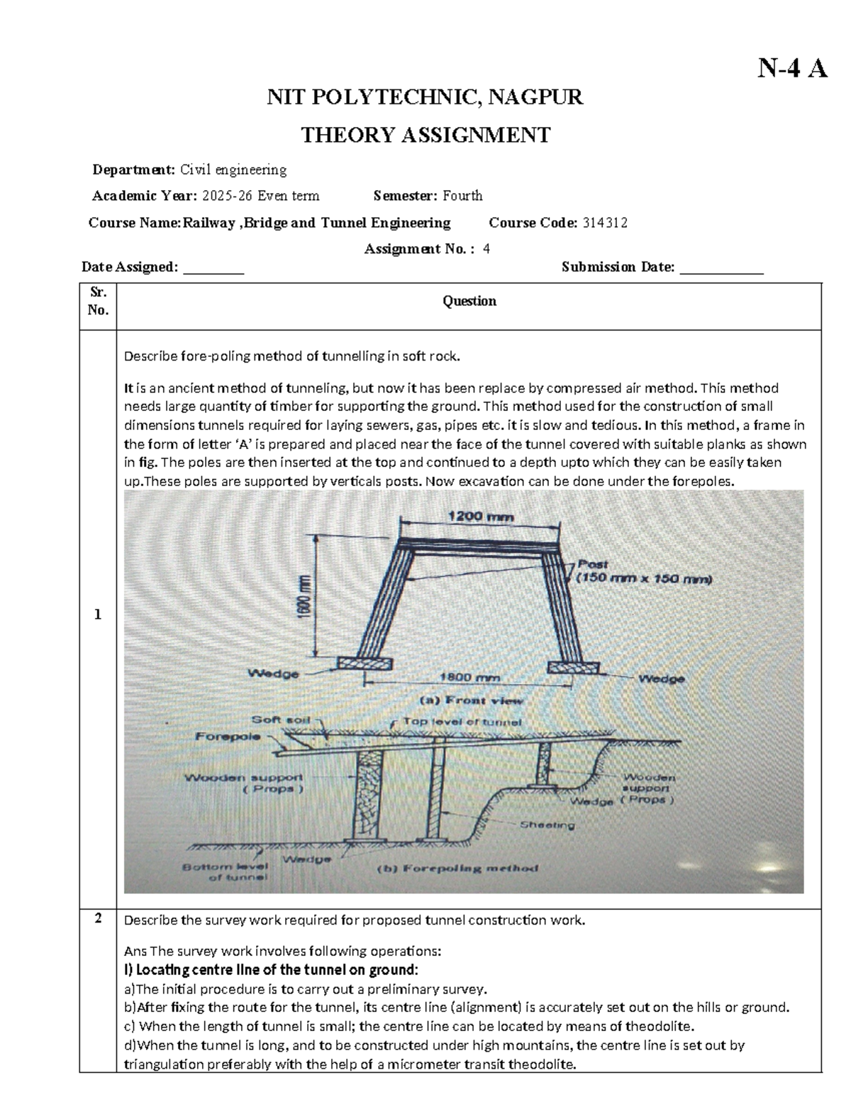 RBT 314312 Assignment 4: Tunneling Methods in Soft Rock - Studocu
