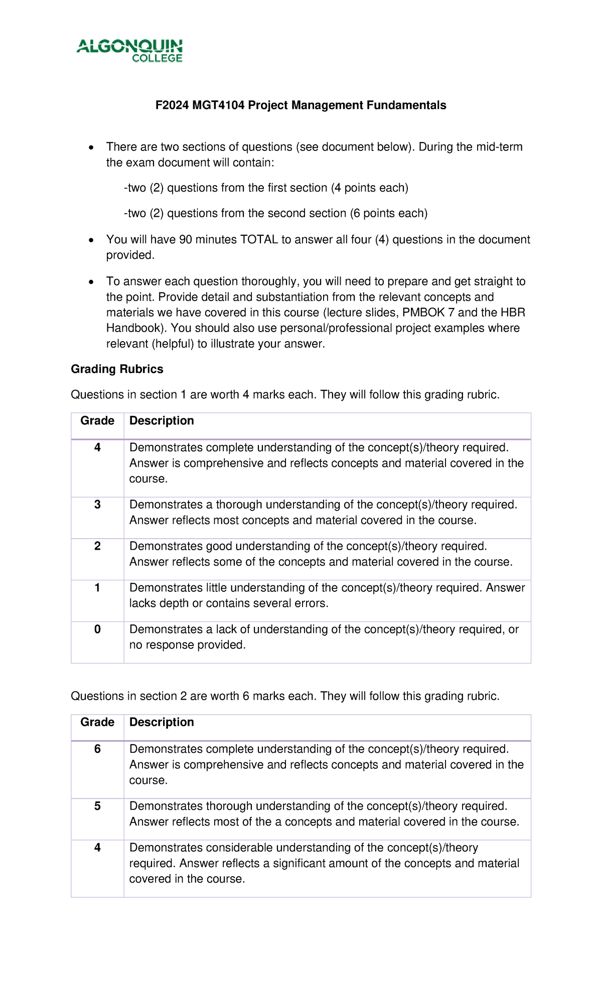 F2024 MGT4104 Midterm Exam Study Guide & Question Bank - Studocu