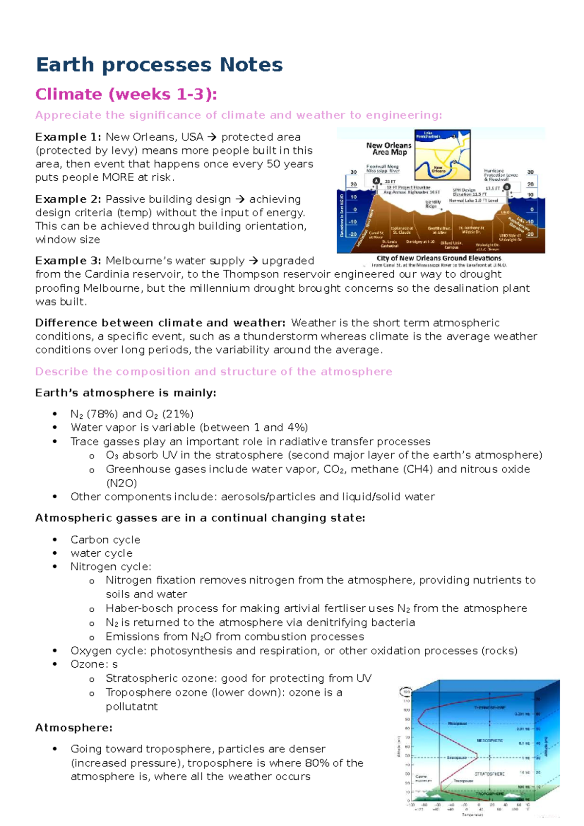 Earth Processes Notes: Climate and Atmospheric Dynamics - Studocu