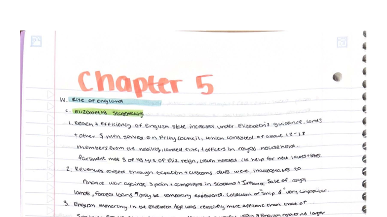 E Chapter 5 & 6 - The Rise of England Under Elizabeth I and Beyond ...