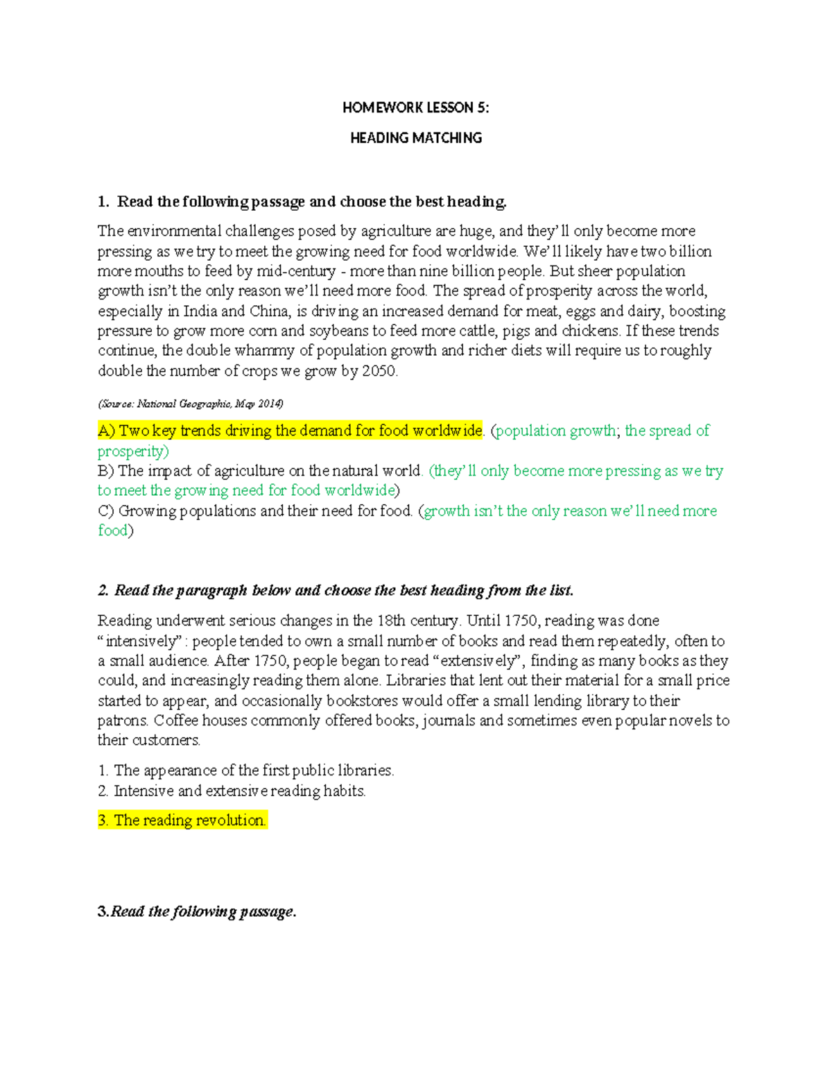 HOMEWORK LESSON 5: HEADING MATCHING AND ANALYSIS - Studocu