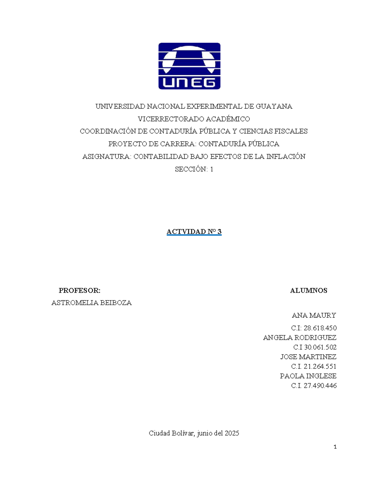 ACTIVIDAD 3: CONTABILIDAD BAJO EFECTOS DE LA INFLACIÓN - C.P. 2025 - Document Preview