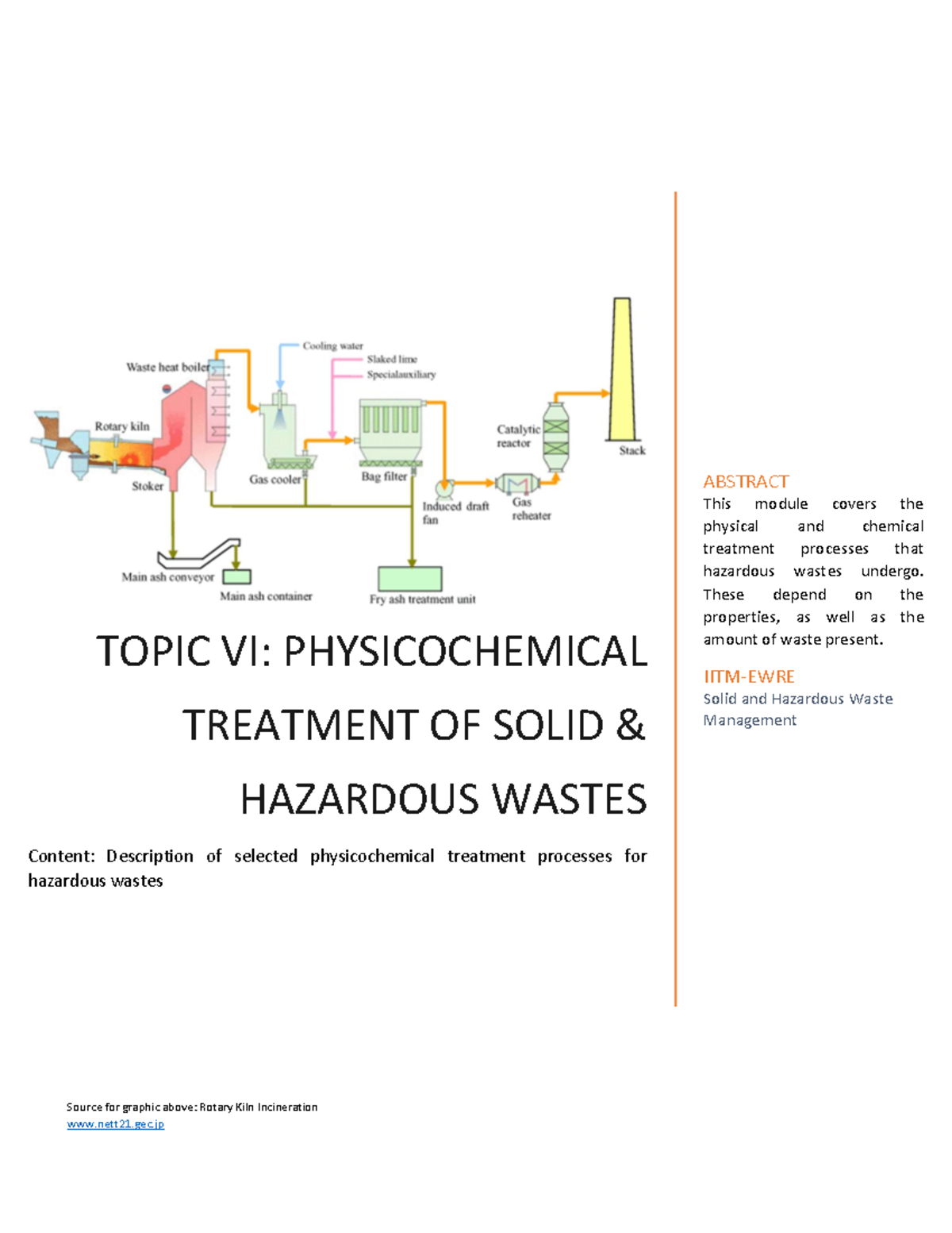 IITM-EWRE Physicochemical Treatment of Solid Hazardous Wastes Summary ...