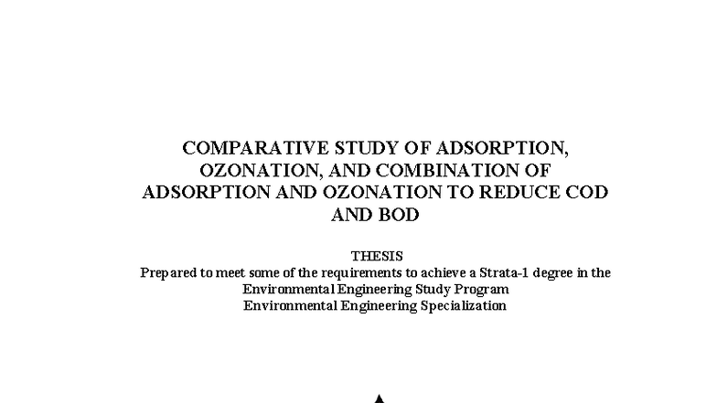 Comparative Study of Adsorption and Ozonation for COD & BOD Reduction ...