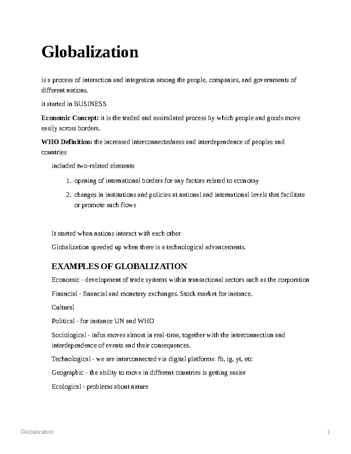 Globalization: Key Principles and Examples Explained - Studocu