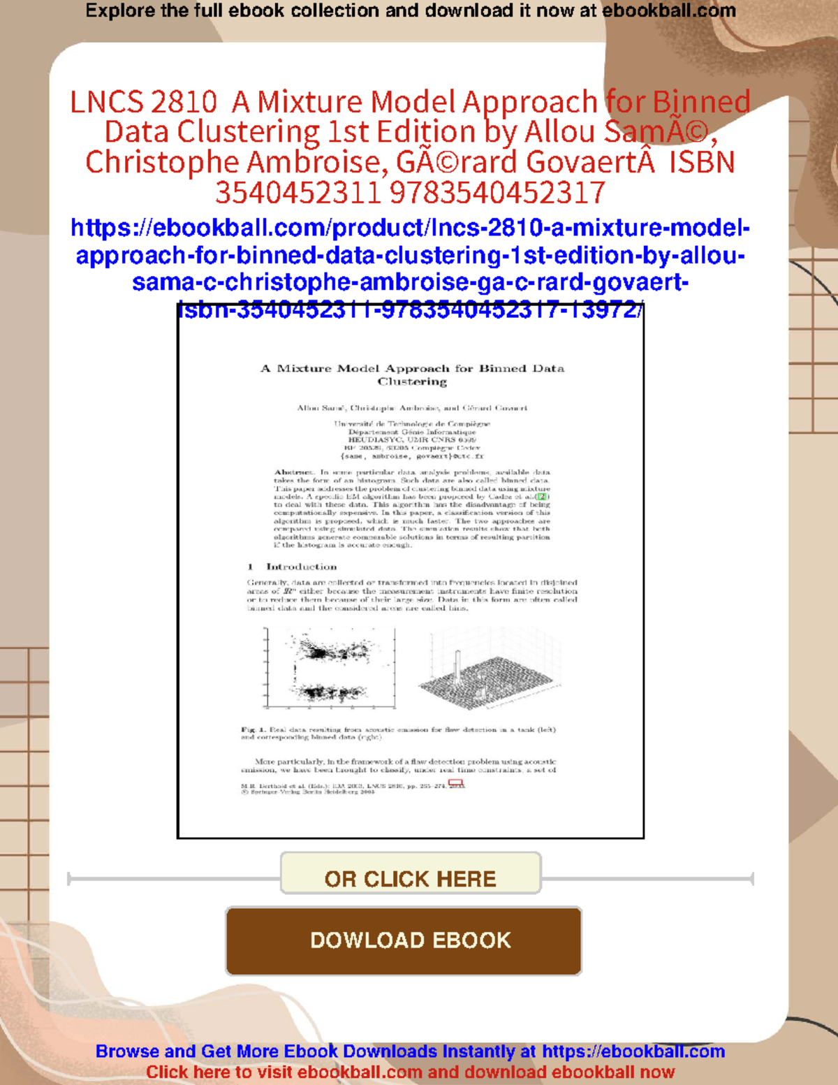 A mixture model approach for binned data clustering (LNCS 2810) - Studocu